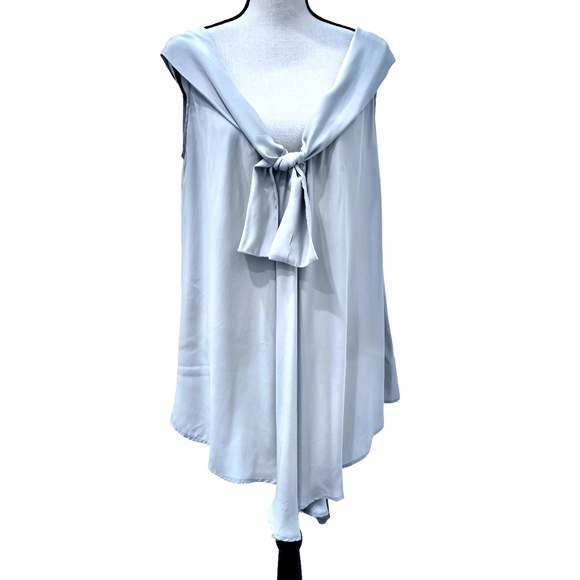 GOLD HAWK PEARL/ PALE TAUPE SILK SLEEVELESS TIE FRONT SWING BLOUSE - Picture 1 of 11
